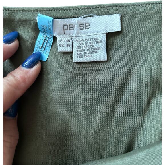 EUC PER SE by Carlisle Olive Green Partial Pleat Skirt Size 14 - Picture 2 of 5